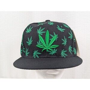 Cannabis - Marijuana Weed Pot Leaf Black Adjustable Cap Hat Baseball Cap